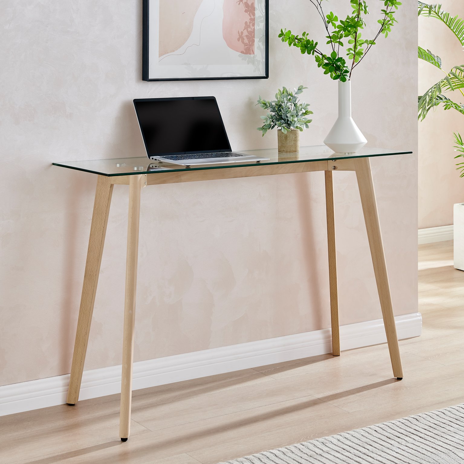 Glass wood deals desk